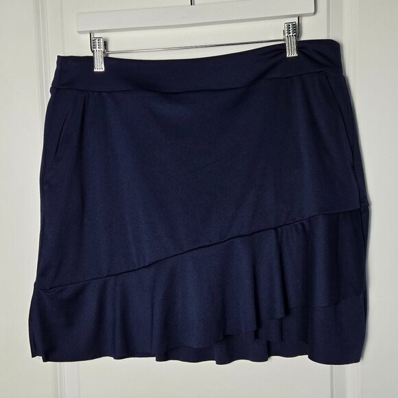 NWT Greg Norman Crossover Flounce Pull-On Golf Skort 18" - L Navy - Picture 1 of 6